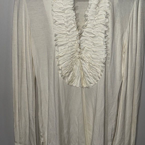 Cream Ruffled Long Sleeve Top - Picture 2 of 2